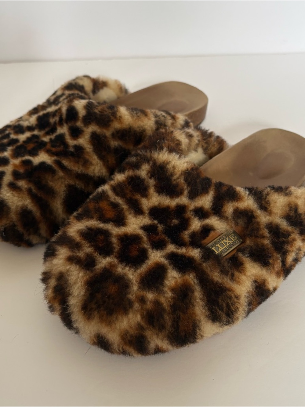 Australia Luxe Collective Leopard Dreamer Furry Slipper Shoes 9 Lounge Shearling